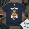 BOOM! cat coding rocket unique graphic design printed on comfortable cotton t-shirt