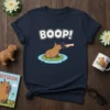 BOOP! Capybara T-Shirt with a cute capybara wearing a party hat getting a nose boop