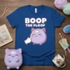 Boop The Floof T-Shirt featuring a cute purple fluffy creature being booped on the nose
