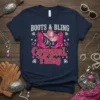 Cowgirl T-Shirt with "BOOTS & BLING It's a Cowgirl Thing" text, pink boots, and hat graphic