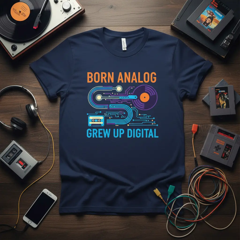 Born Analog Grew Up Digital Retro Tech T-Shirt