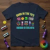 Born in the 70s Raised in the 80s t-shirt design with retro 70s and 80s icons like a rotary phone