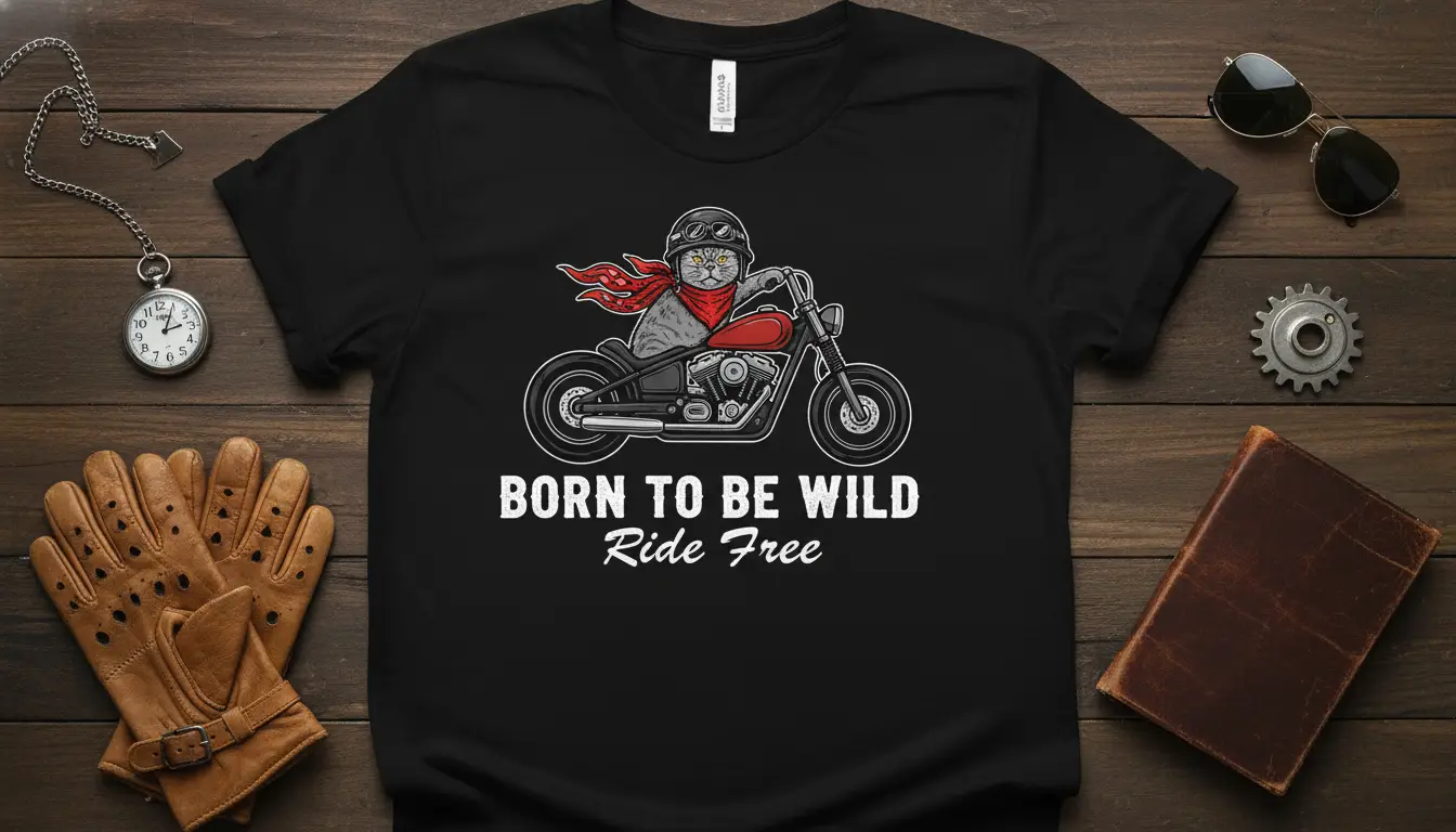 Born to Be Wild Ride Free Motorcycle Cat T-Shirt