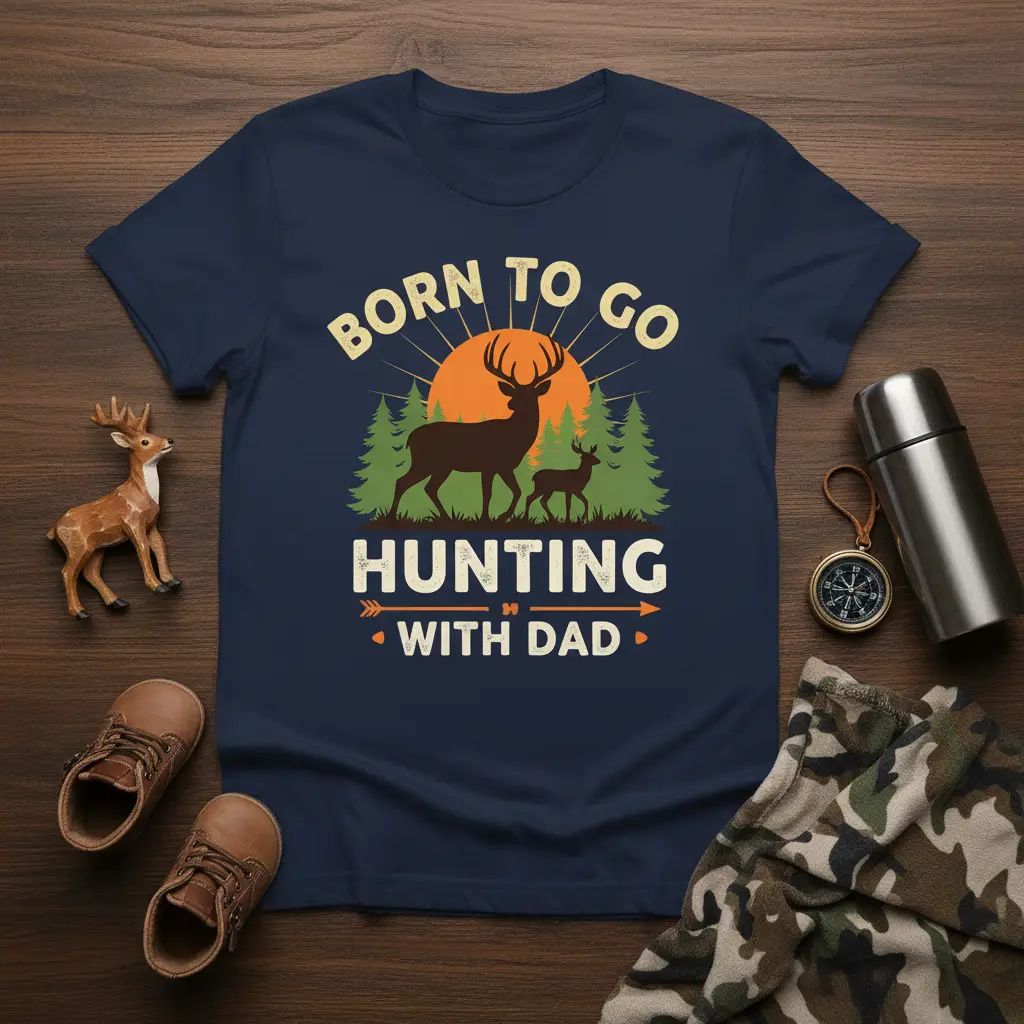 Born to Go Hunting With Dad T-Shirt Father Son Gift