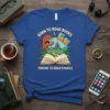 Born to Read Books Forced to Read E-mails funny t-shirt with monster, castle, and open book graphic