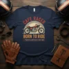 Born to Ride Cafe Racer T-Shirt with vintage motorcycle graphic and "Superior performance and style" text