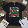 Born to yap Forceb to Chart nurse Christmas t-shirt design with festive medical icons and holiday elements like candy canes