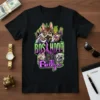 Boss Hogg Bullys t-shirt design featuring cartoon dogs and text, with city skyline and DNA graphic