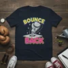 Bounce Back boxing quote t-shirt with a boxing glove on a spring breaking through the ground