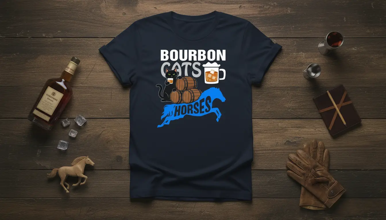 Bourbon Cats on Horses T-Shirt Funny Cat Lover Gift