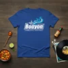 Bouyon Caribbean Soul Food & Music logo t-shirt design with stylized waves and sound waves