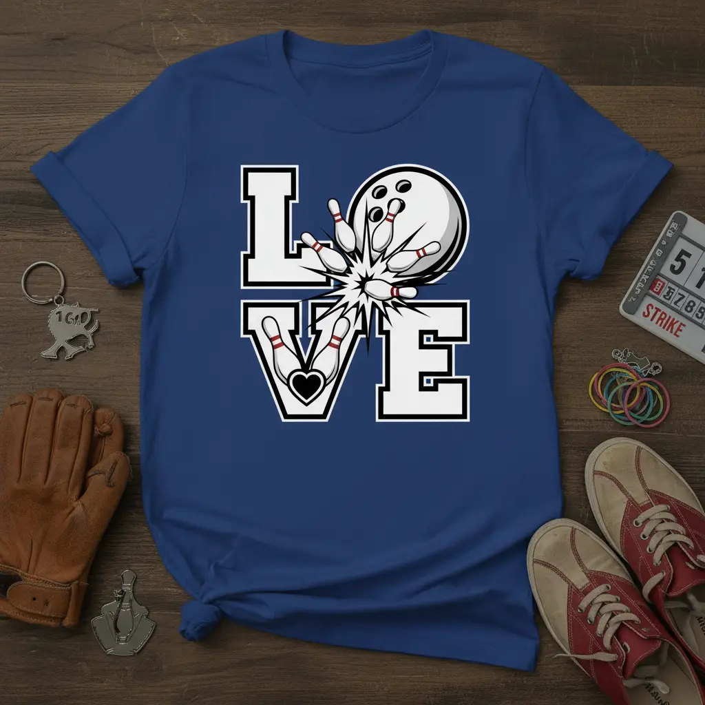 Bowling Love T-Shirt Perfect Gift for Bowling Enthusiasts