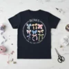 T-shirt with "BOWS FOR ALL OCCASIONS" text and various colorful bow graphics arranged in a circle