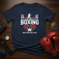 BOXING SWEAT DISCIPLINE GLORY unique graphic design printed on comfortable cotton t-shirt