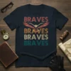 Retro Braves Braves Braves Braves T-Shirt design with a flying eagle and vintage-style text in multiple colors