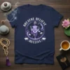 Breathe Believe Receive t-shirt with Ganesha, Om symbol, lotus flowers, and calming purple and white design elements