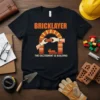 Bricklayer The Excitement Is Building t-shirt with graphic of hands laying bricks and archway
