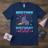 Brother of the Birthday Girl t-shirt with a purple roller skate in space graphic