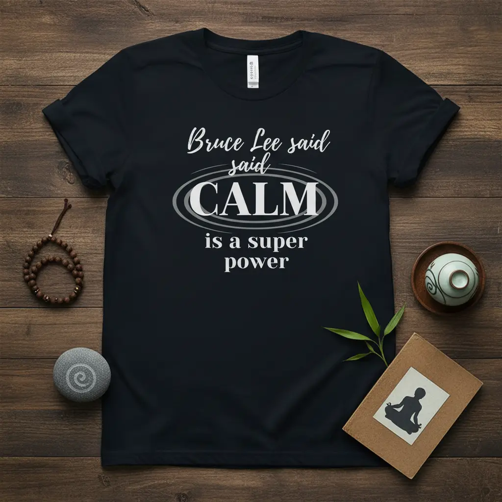 Bruce Lee said CALM quote printed with bold typography on soft premium material t-shirt design