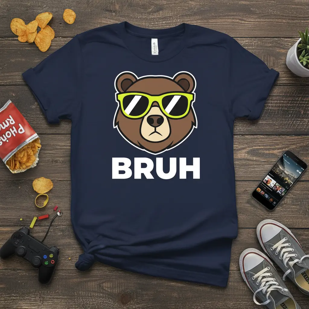 Bruh Bear T-Shirt Funny Sarcastic Meme Gift for Him