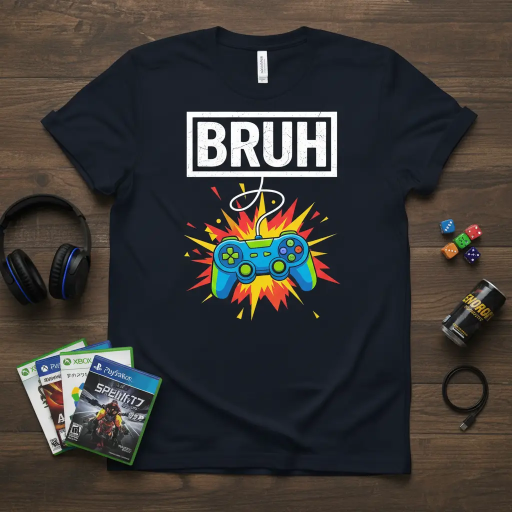 Bruh Gamer T-Shirt Funny Gaming Gift for Him