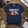 Bruh! I'm 12 But One Day I'll Be 67 text with gamer controller and elderly icon on navy t-shirt