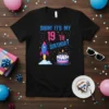 Bruh It's My 19th Birthday t-shirt with a blue rocket and a pink and blue birthday cake design
