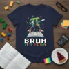 Bruh It's Pi Day t-shirt design featuring a dabbing Pi symbol and math graphics