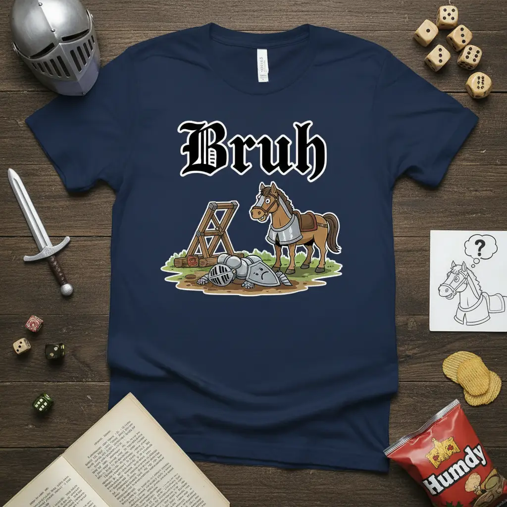 Bruh Knight Horse Fail T-Shirt Funny Medieval Meme Gift