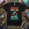 BRUH! LEVEL 100 DAYS text design featuring creative typography on quality t-shirt