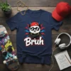 Bruh panda t-shirt design with a cool panda wearing sunglasses and a gold chain, featuring the word "Bruh" in bold