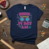 Bruh Pi Day 3.14 t-shirt design featuring colorful text, pi symbols, glasses, and math icons