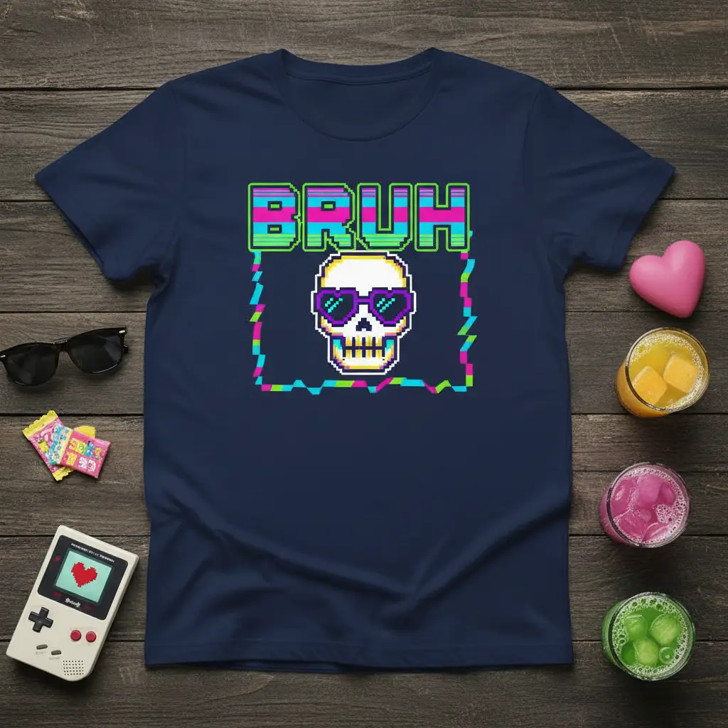 Bruh Skull T-Shirt Funny Retro Gaming Gift