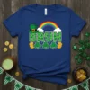 Bruh St. Patrick's Day t-shirt with shamrocks, leprechaun hat, rainbow, and gold coins