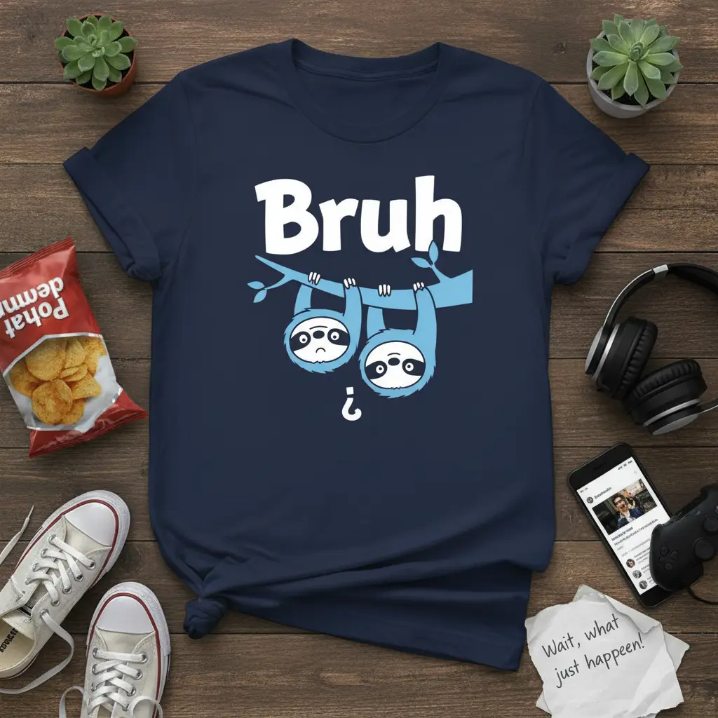 Bruh Wait What Just Happen Sloth T-Shirt Funny Gift
