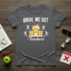 Bruh We Out Teachers t-shirt design featuring a school building with running figures and text