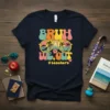Bruh We Out #teachers retro t-shirt design with sunglasses reflecting palm trees and beach scene