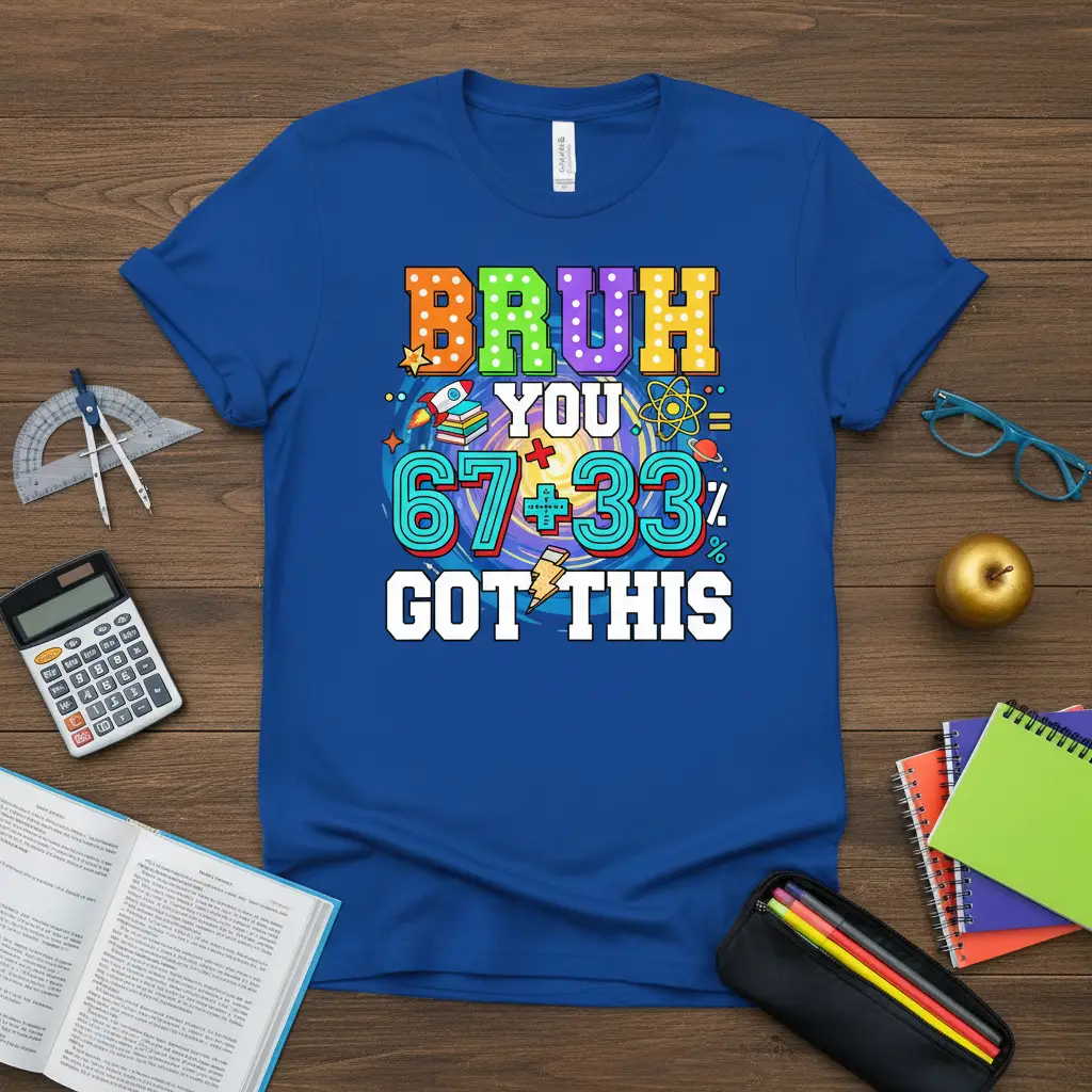 Bruh You 67+33% Got This Math Tee Funny Student Gift