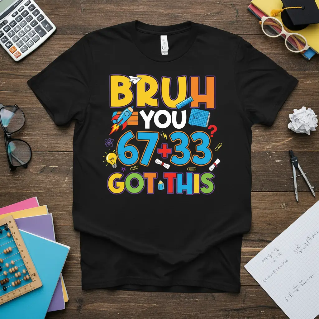 Bruh You 67+33 Got This Math Tee for Students & Teachers