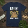 Bruih! Money Mood t-shirt with a capybara wearing sunglasses and gold chains, surrounded by palm trees