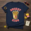Bucket King graphic tee with a bucket of fried chicken and french fries, featuring red text