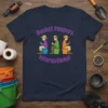 Bucket Poopers International funny t-shirt design with three people reading on buckets
