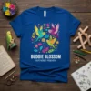 Budgie Blossom Feathered Friends t-shirt design with colorful budgies and floral elements