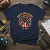 Built For Glory Est. 2024 football bear graphic tee with American flag background
