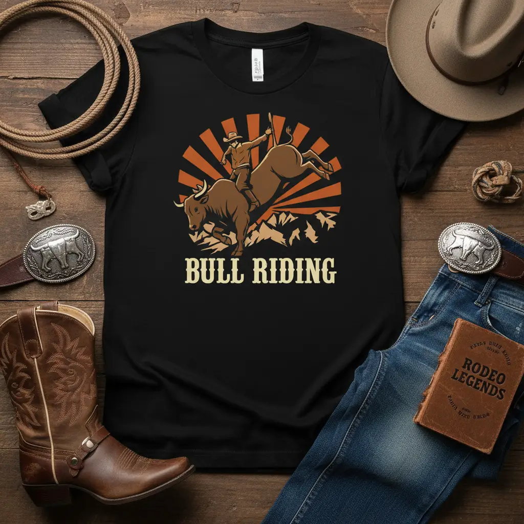 Bull Riding Rodeo Cowboy T-Shirt Western Wear Gift
