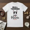 Bull Terrier Mama t-shirt design featuring a dog face and paw prints