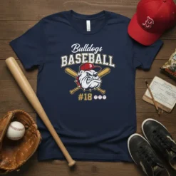 Bulldogs Baseball #18 stylish graphic design printed on comfortable cotton t-shirt
