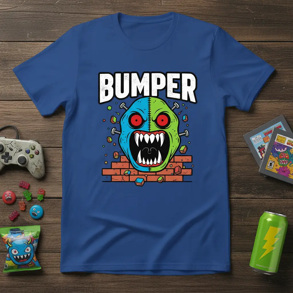Bumper Monster Gaming T-Shirt Retro Arcade Fan Gift
