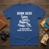 Bunk Beds So Much More Room For Activities text with a detailed illustration of a multi-level bunk bed filled with