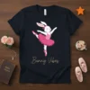 Bunny Vibes text with a cartoon bunny in a pink tutu and ballet slippers dancing gracefully